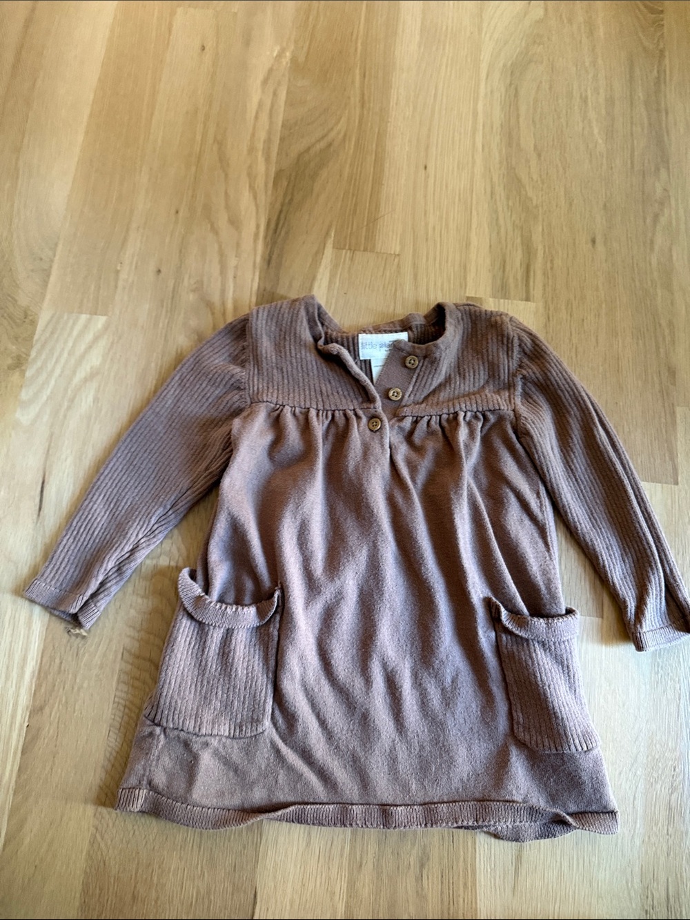 Girls Scoop-Neck Knit Sweater Dress - Brown